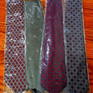 Lot of  silk ties. All grey, red and blue colors.